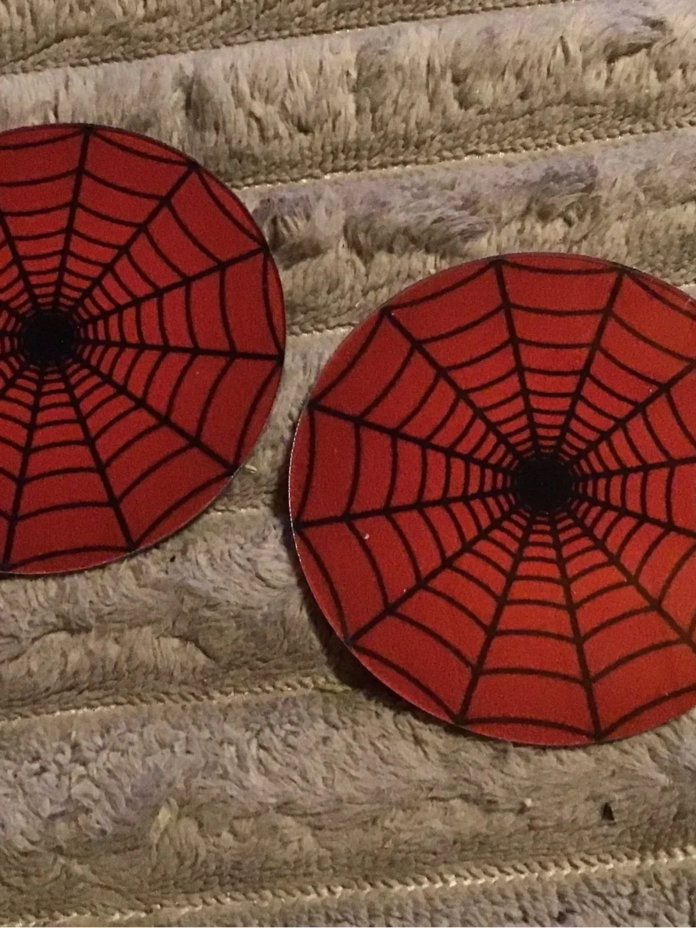 Red Spiderweb Coasters - Set of 2